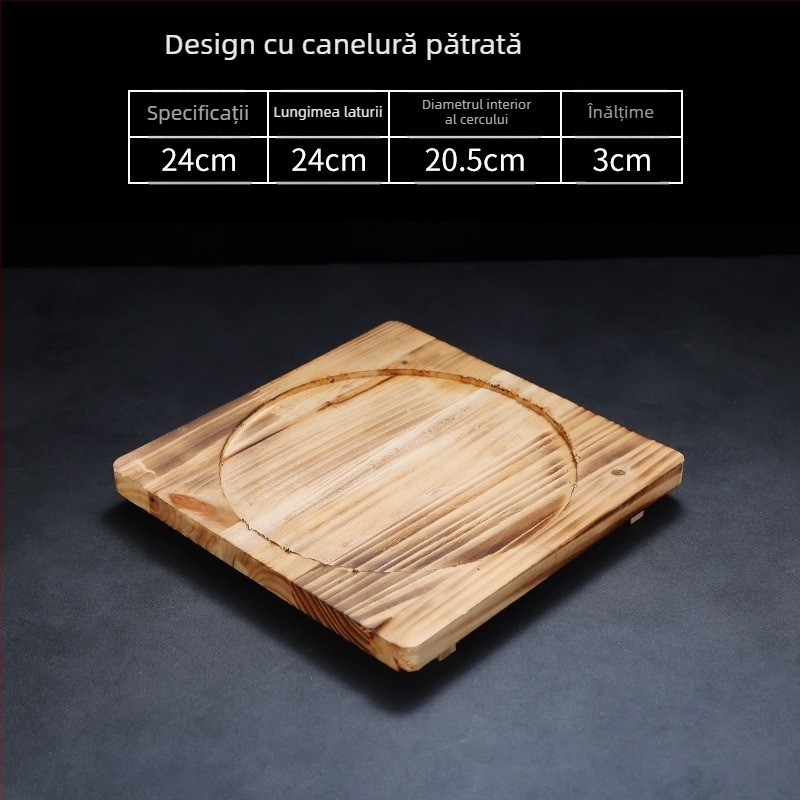Set de lemn pentru oale din piatră și lut, bază izolatoare pentru aragaz cu cărbuni, placă din lemn pentru infuzarea ceaiului, bază pentru oală, tavă, placă de fier