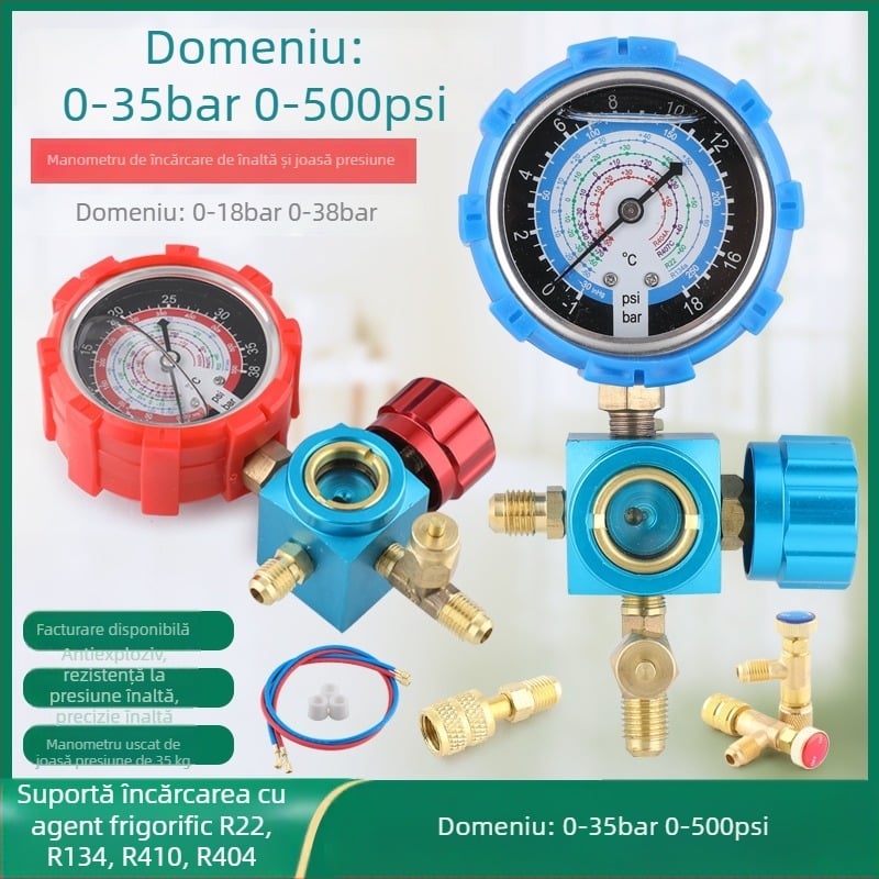 Set de instrumente pentru climatizare cu manometru cu diafragmă pentru instalații A/C casnice și auto