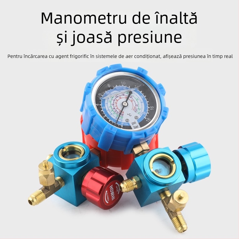 Set de instrumente pentru climatizare cu manometru cu diafragmă pentru instalații A/C casnice și auto