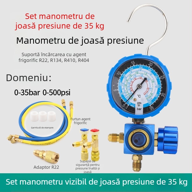 Set de instrumente pentru climatizare cu manometru cu diafragmă pentru instalații A/C casnice și auto