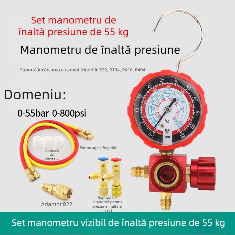 Set de instrumente pentru climatizare cu manometru cu diafragmă pentru instalații A/C casnice și auto