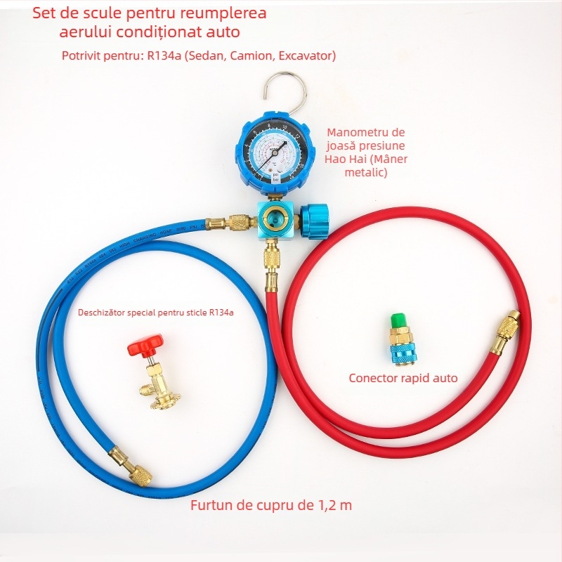 Set de instrumente pentru climatizare cu manometru cu diafragmă pentru instalații A/C casnice și auto
