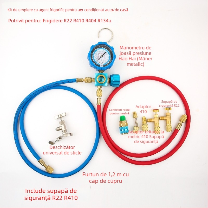 Set de instrumente pentru climatizare cu manometru cu diafragmă pentru instalații A/C casnice și auto