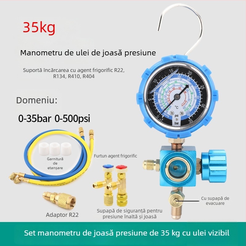 Set de instrumente pentru climatizare cu manometru cu diafragmă pentru instalații A/C casnice și auto