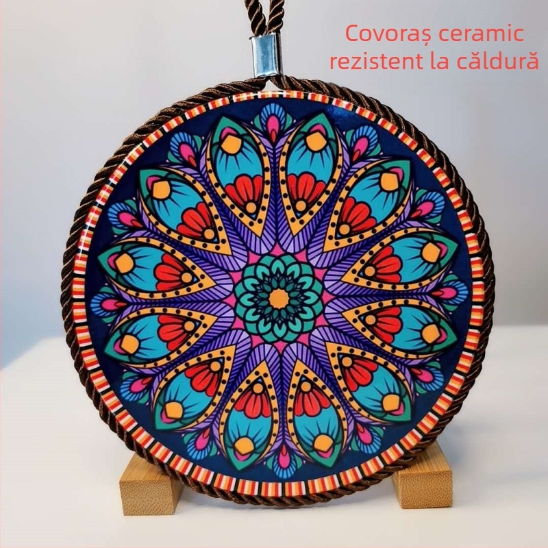 Suport ceramic izolator termic pentru masă, rotund, stil Boem
