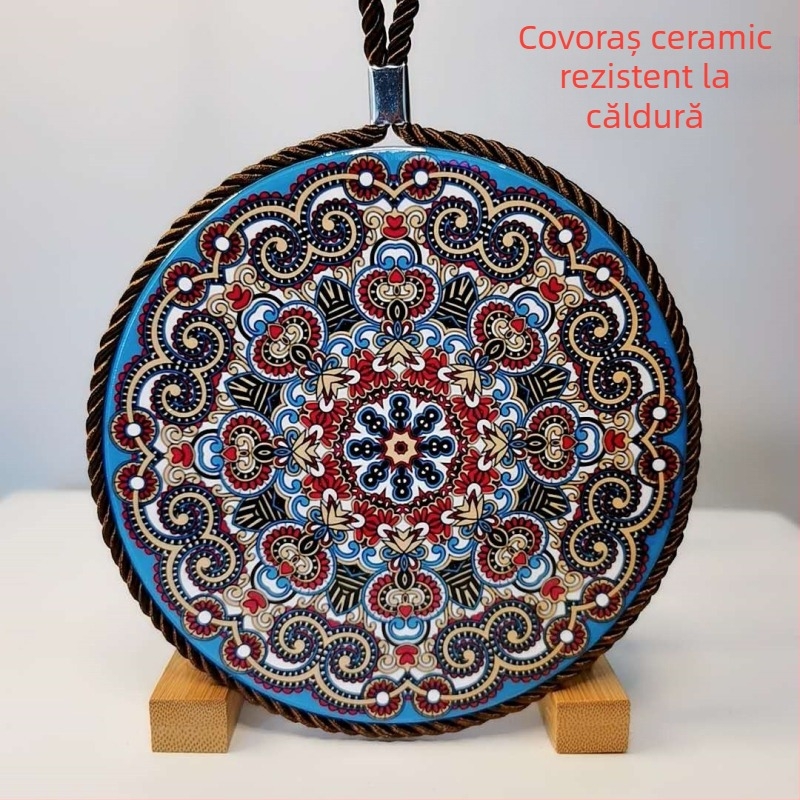 Suport ceramic izolator termic pentru masă, rotund, stil Boem