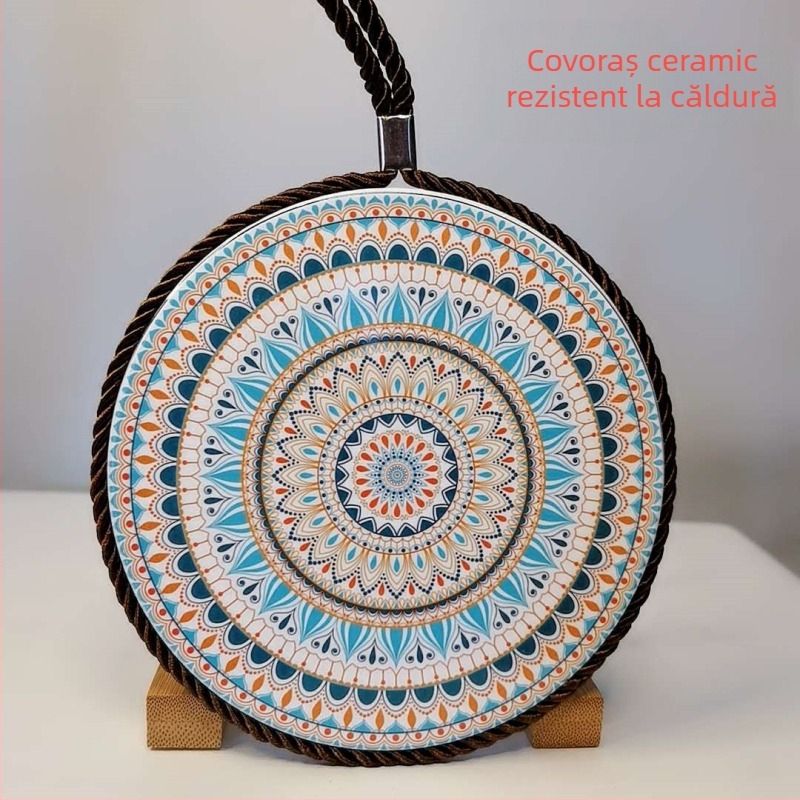 Suport ceramic izolator termic pentru masă, rotund, stil Boem