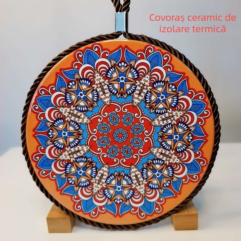 Suport ceramic izolator termic pentru masă, rotund, stil Boem