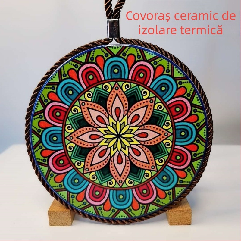 Suport ceramic izolator termic pentru masă, rotund, stil Boem