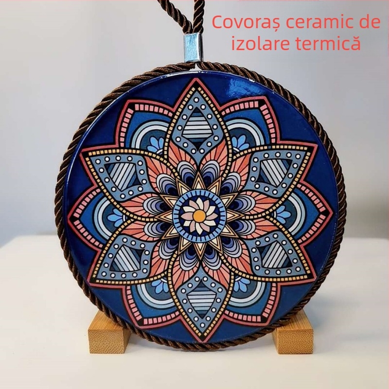Suport ceramic izolator termic pentru masă, rotund, stil Boem