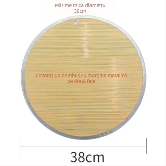 Covoraș dublu față pentru găluște, cu margine metalică și capac din bambus verde natural