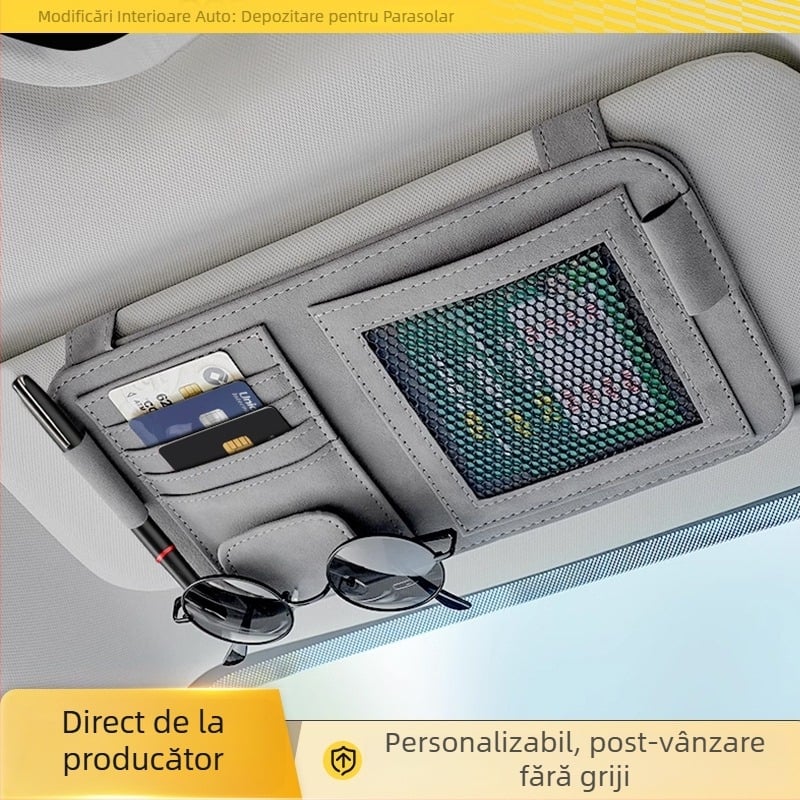 Clip pentru ochelari auto, suport pentru carduri și bilete, cutie de depozitare pentru ochelari de soare