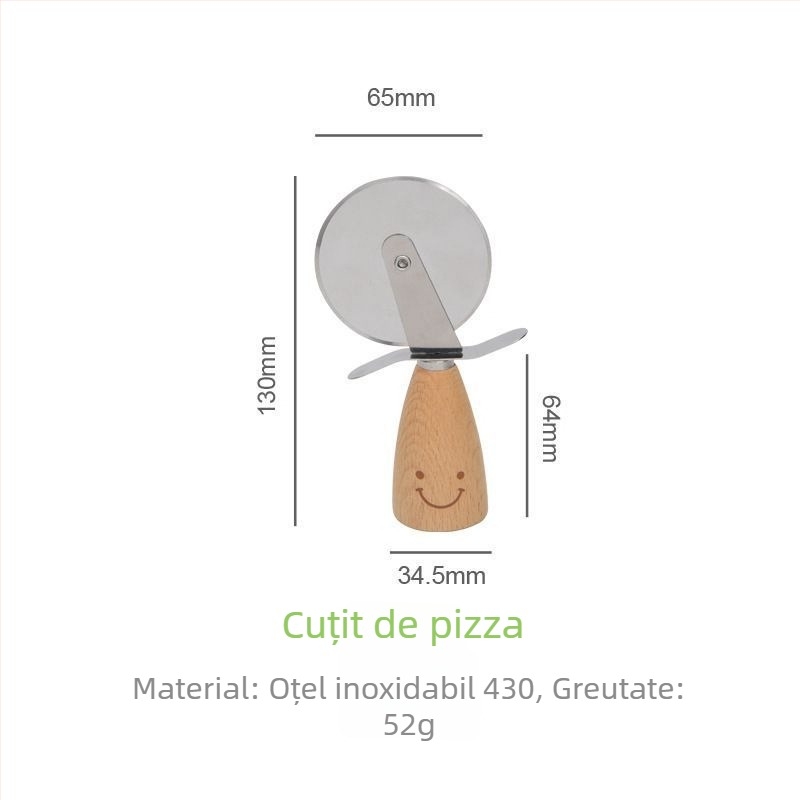 Set din oțel inoxidabil pentru coacere: tel pentru ouă, spatulă pentru prăjituri, rotiță de pizza, strecurător de făină și lingură de amestecare