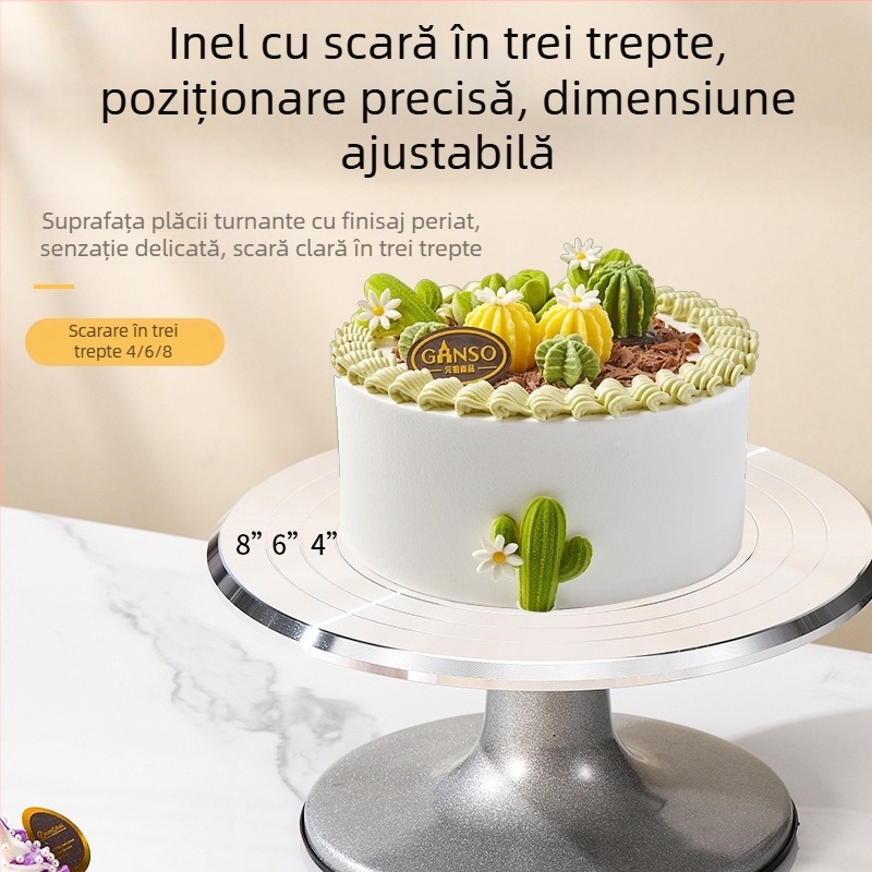 Platou rotativ pentru tort din aliaj de aluminiu pentru decorare, 10–12 inch, bază antiderapantă