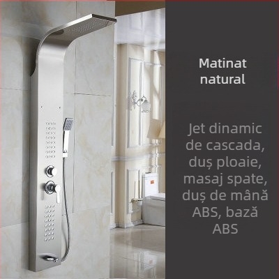 Set de duș din oțel inoxidabil 304 cu afișaj digital, montaj la suprafață, cap de duș negru pentru ploaie, montat pe perete
