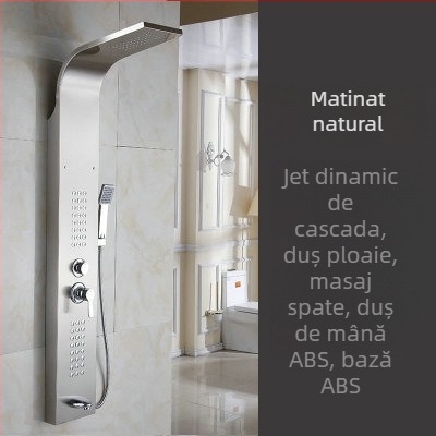Set de duș din oțel inoxidabil 304 cu afișaj digital, montaj la suprafață, cap de duș negru pentru ploaie, montat pe perete