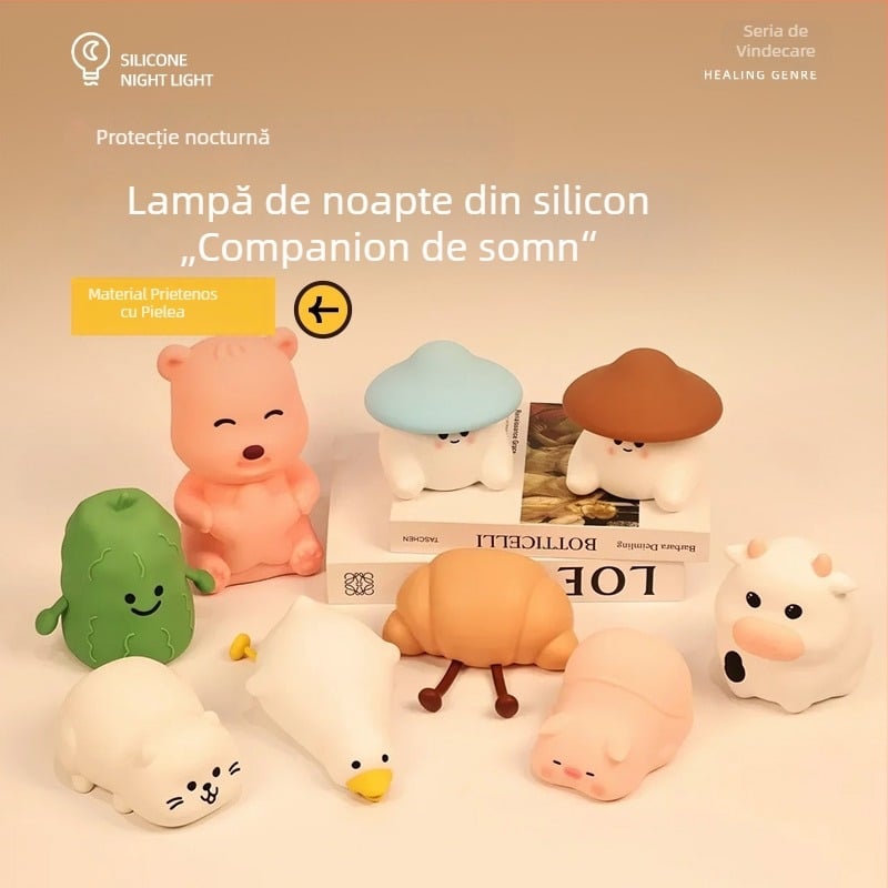 Lampă de noapte din silicon, încărcabilă, pentru lângă pat, protecție pentru ochi, potrivită pentru hrănirea bebelușului