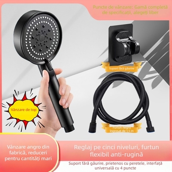 Set duș cu presiune înaltă pentru uz casnic, include cap de duș, încălzitor de apă și furtun presurizat pentru baie.