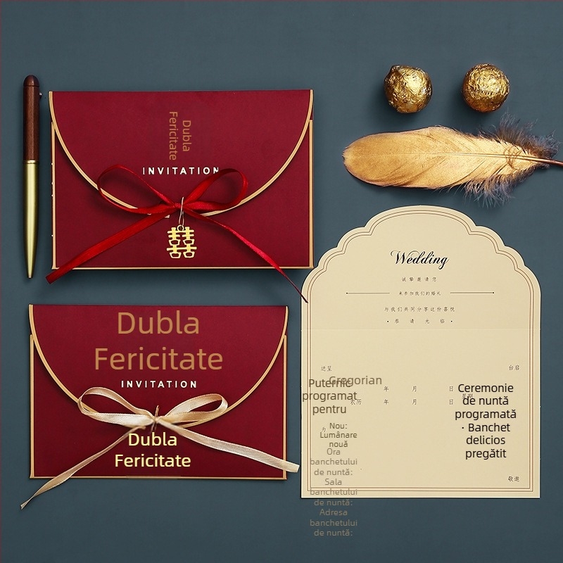 Invitații de nuntă în stil chinezesc, personalizate, imprimare cu aspect de scriere de mână