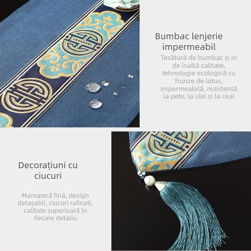 Covoraș dreptunghiular pentru masă de ceai, stil chinezesc, impermeabil și rezistent la ulei