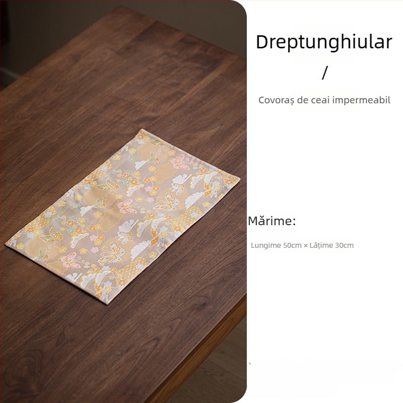 Wuxinji Brocade covoraș de masă pentru ceai, dublă față, impermeabil, din țesătură, stil chinezesc nou, inspirație Zen, covoraș izolator pentru masă de ceai