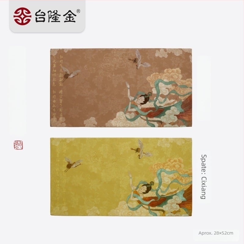 Taillon Gold covor dublu față pentru ceremonia ceaiului Dunhuang, stil Zen, impermeabil, covor pentru masă pentru o singură persoană