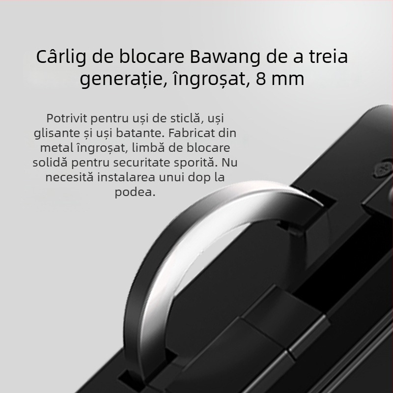 Double Shields H905 lacăt pentru ușa de sticlă cu amprentă și parolă, TTLOCK, TUYA – montaj fără găuri pentru uși duble