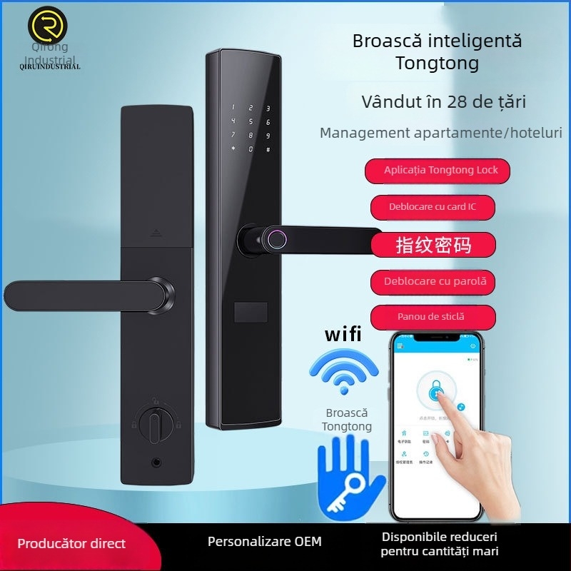 TTlock încuietoare inteligentă pentru intrarea în apartament, cazare sau hotel, deblocare Bluetooth de la distanță, cu amprentă digitală și parolă