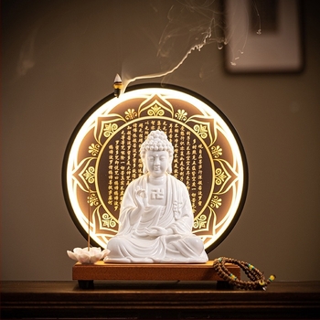 Statuile Buddha ceramic Vairocana și Shakyamuni pentru sufragerie și hol, decor Zen în stil chinezesc