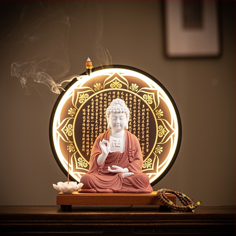 Statuile Buddha ceramic Vairocana și Shakyamuni pentru sufragerie și hol, decor Zen în stil chinezesc
