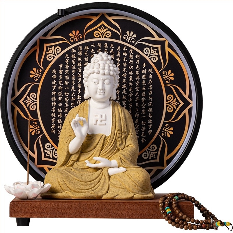 Statuile Buddha ceramic Vairocana și Shakyamuni pentru sufragerie și hol, decor Zen în stil chinezesc