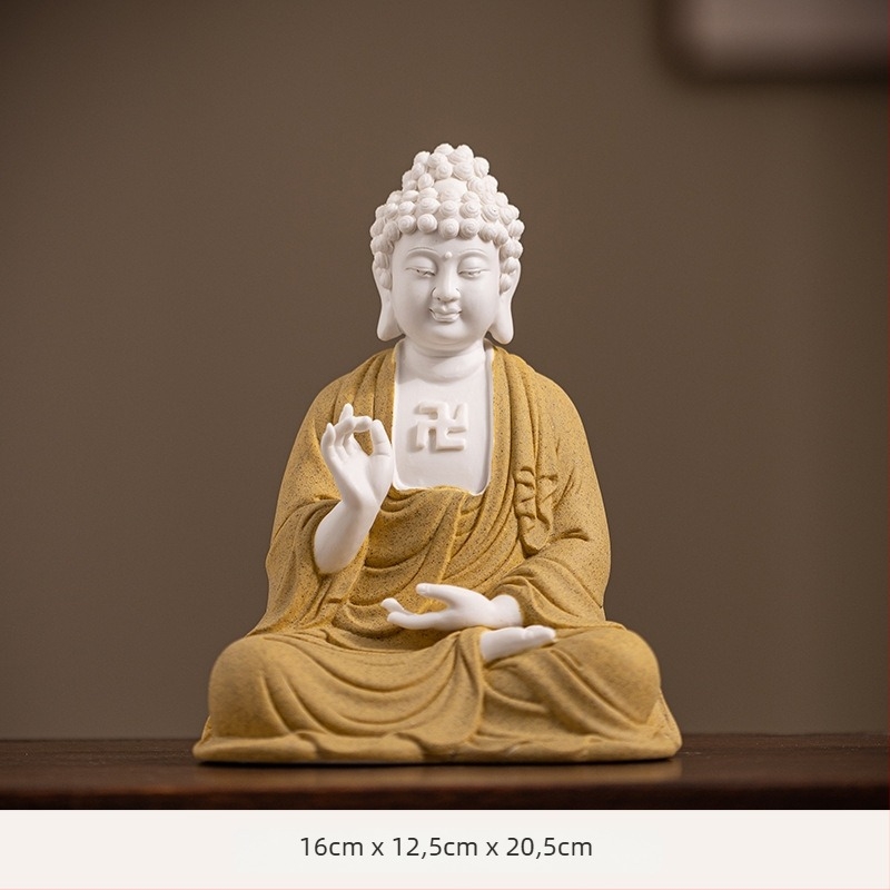 Statuile Buddha ceramic Vairocana și Shakyamuni pentru sufragerie și hol, decor Zen în stil chinezesc