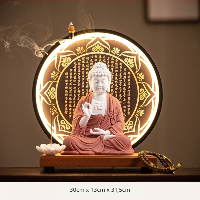 Statuile Buddha ceramic Vairocana și Shakyamuni pentru sufragerie și hol, decor Zen în stil chinezesc