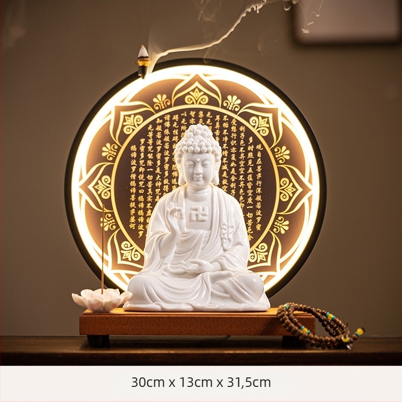 Statuile Buddha ceramic Vairocana și Shakyamuni pentru sufragerie și hol, decor Zen în stil chinezesc