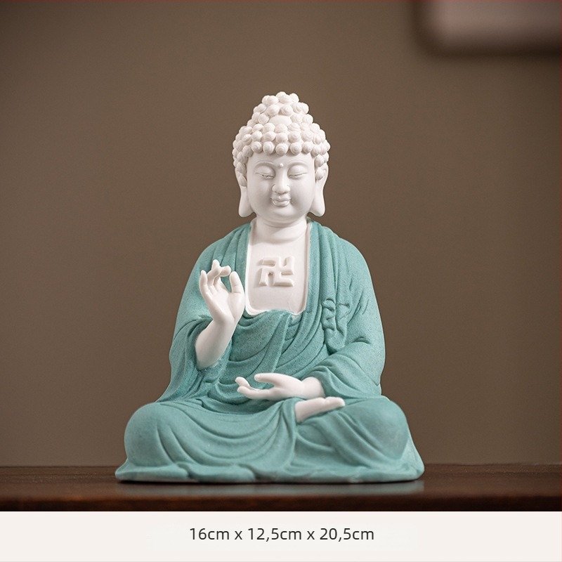 Statuile Buddha ceramic Vairocana și Shakyamuni pentru sufragerie și hol, decor Zen în stil chinezesc