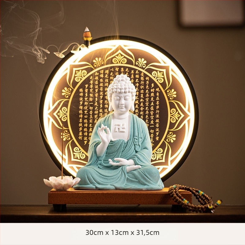 Statuile Buddha ceramic Vairocana și Shakyamuni pentru sufragerie și hol, decor Zen în stil chinezesc