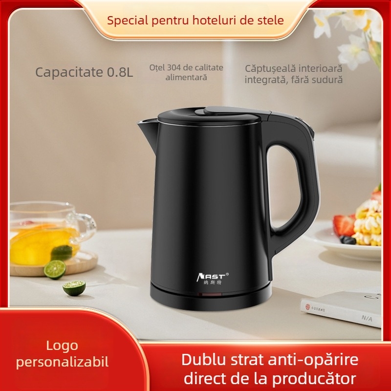 Set de ceainice electrice pentru hoteluri și pensiuni cu logo – 0.8L, oțel inox 304, 1000W, oprire automată, personalizare logo