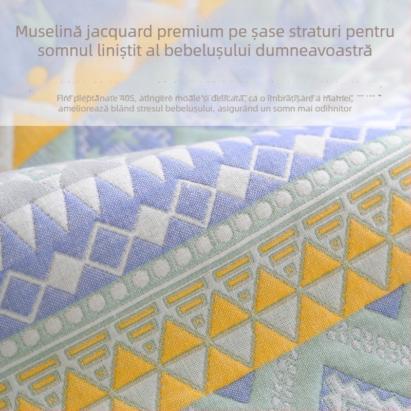 Covoraș din tifon cu șase straturi pentru bebeluși, din bumbac, respirabil, vară