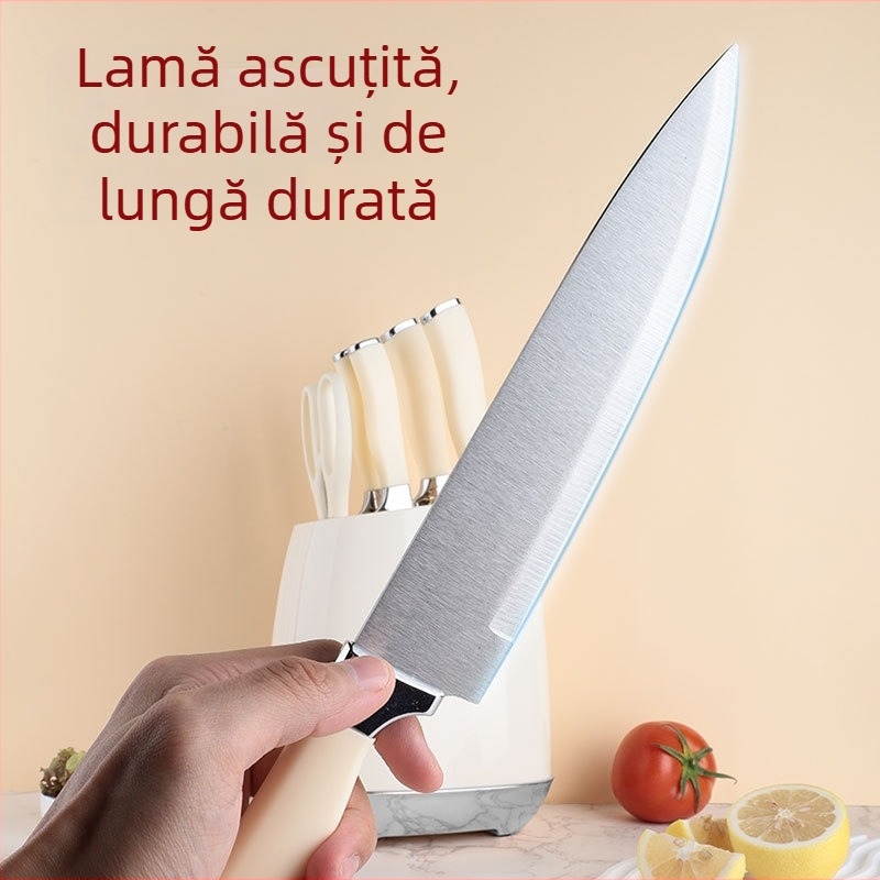 Set de cuțite pentru bucătărie din oțel inoxidabil – set complet pentru uz casnic, cuțite pentru felii și tocat