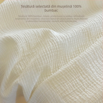 Foaie de pat din tifon de bumbac 100% pentru nou-născuți și copii, bumbac integral, clasă A, vară subțire, absoarbe transpirația și respiră.