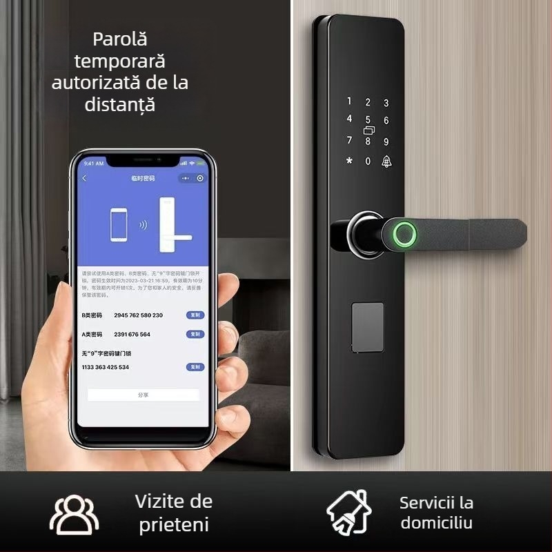 Încuietoare inteligentă pentru ușă cu amprentă și parolă pentru uz casnic