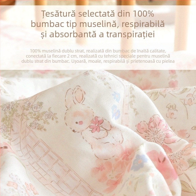 Nou-născut bebeluș: 100% bumbac, clasă A, cearșaf cu elastic, tifon pentru saltea, set de pat pentru copii cu husă de pat și cearșaf patchwork