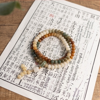Mărgele Bodhi din semințe Bodhi, 108 mărgele, șir de mână, material natural, mărgele cilindrice din rădăcină Bodhi pentru gât