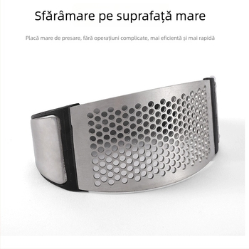 Presă de usturoi din oțel inoxidabil — instrument de bucătărie manual, zdrobitor circular pentru usturoi și curățător de usturoi