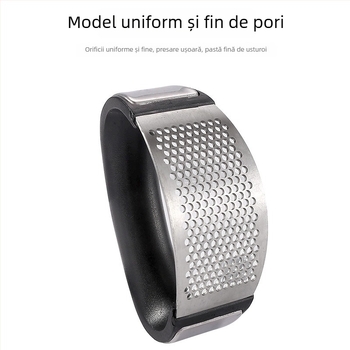 Presă de usturoi din oțel inoxidabil — instrument de bucătărie manual, zdrobitor circular pentru usturoi și curățător de usturoi