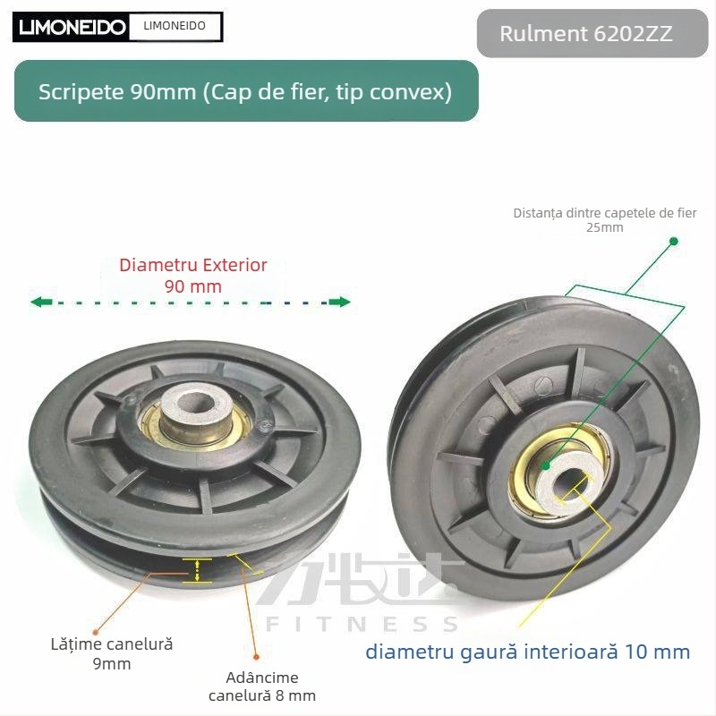 Polie din nylon pentru echipament de fitness, diametru exterior 50/70/90/95/100/105/115 mm