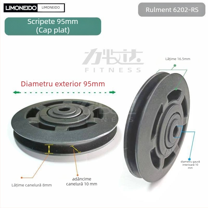 Polie din nylon pentru echipament de fitness, diametru exterior 50/70/90/95/100/105/115 mm