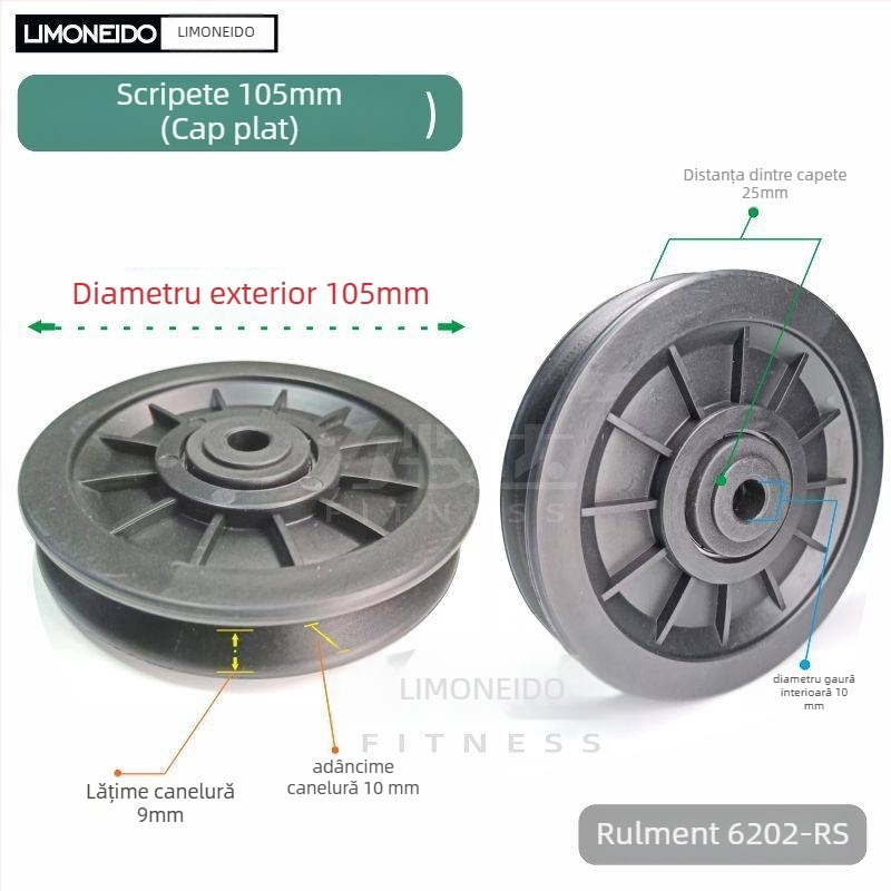 Polie din nylon pentru echipament de fitness, diametru exterior 50/70/90/95/100/105/115 mm