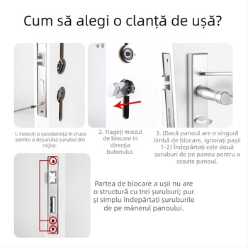 Mâner de ușă din oțel inoxidabil pentru uși interioare – universal pentru baie și dormitor