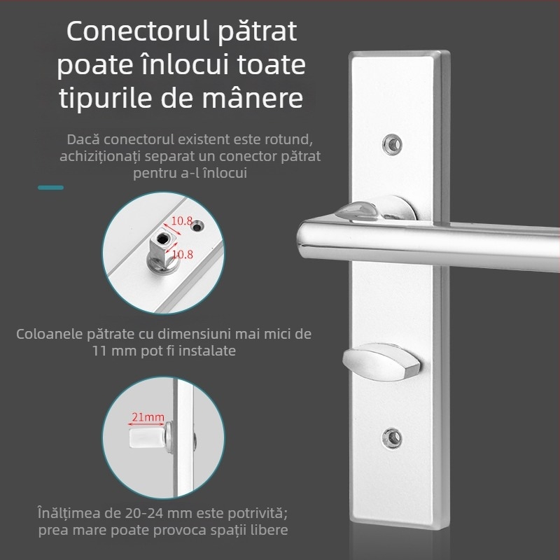 Mâner de ușă din oțel inoxidabil pentru uși interioare – universal pentru baie și dormitor